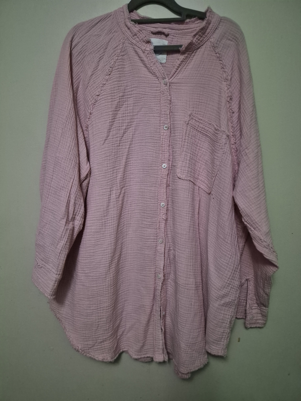 aerie Dusty Pink Gauze Button-Up Shirt
